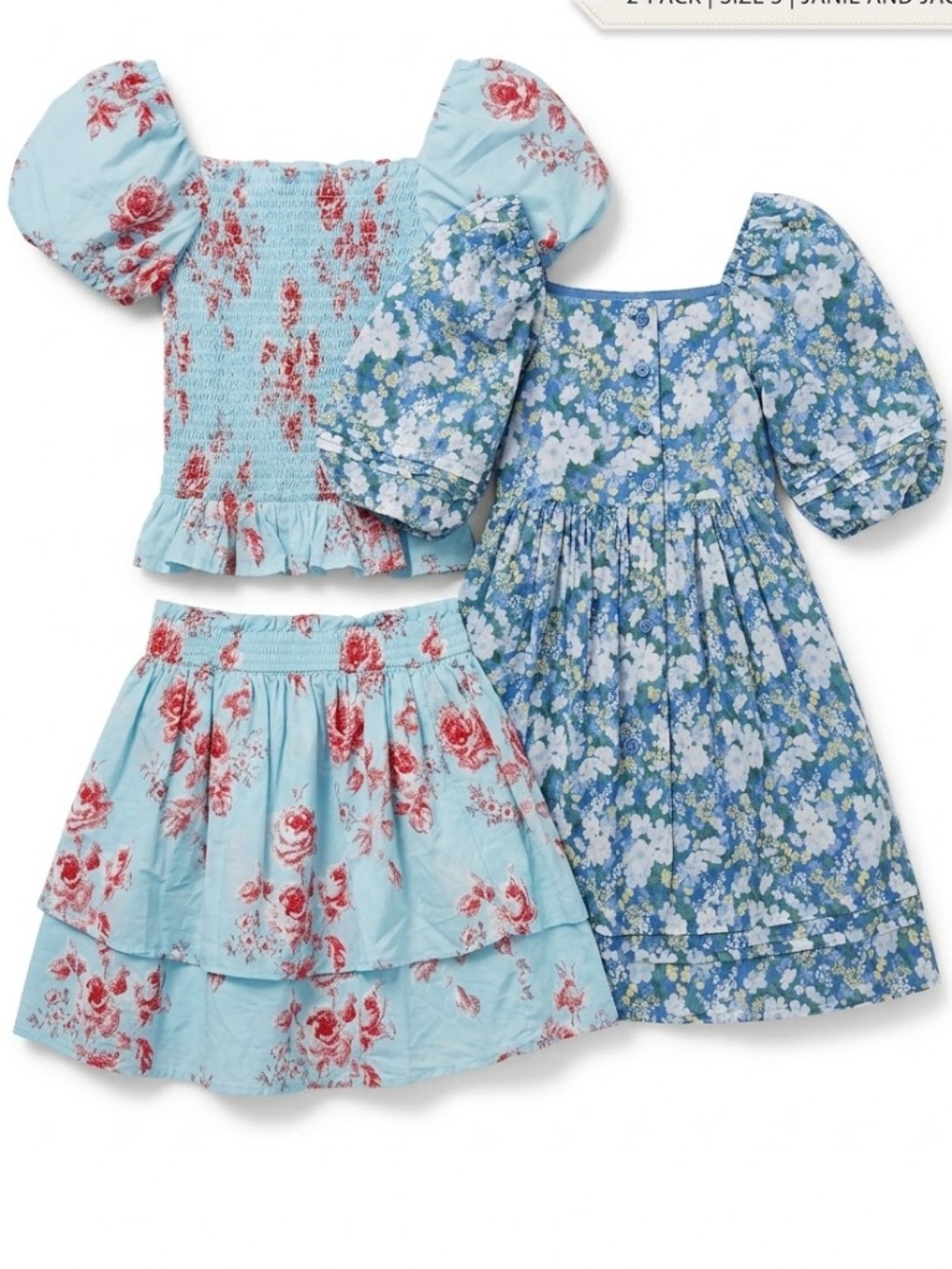 Janie and Jack Girls Floral Set & Dress 2-Pack Size 4